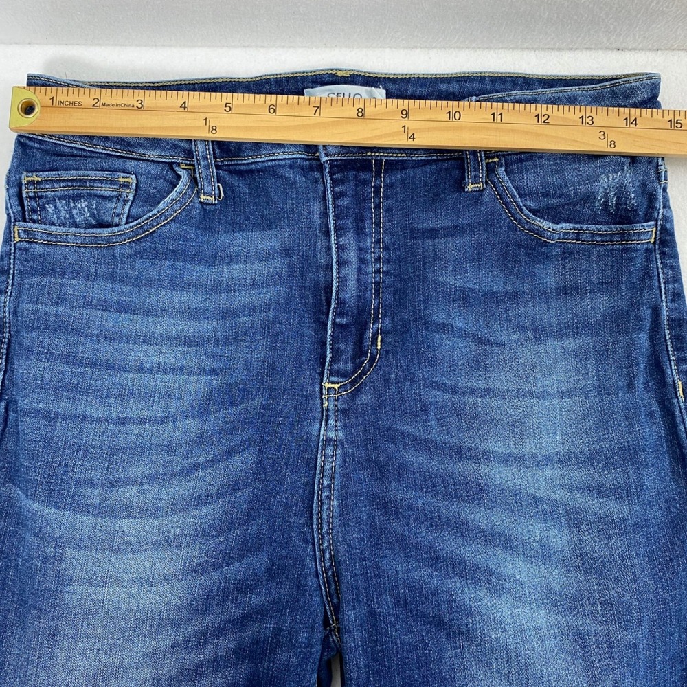 Cello Jeans Juniors 13 Distress Skinny High Rise Medium Wash Denim Stretch - Picture 7 of 12